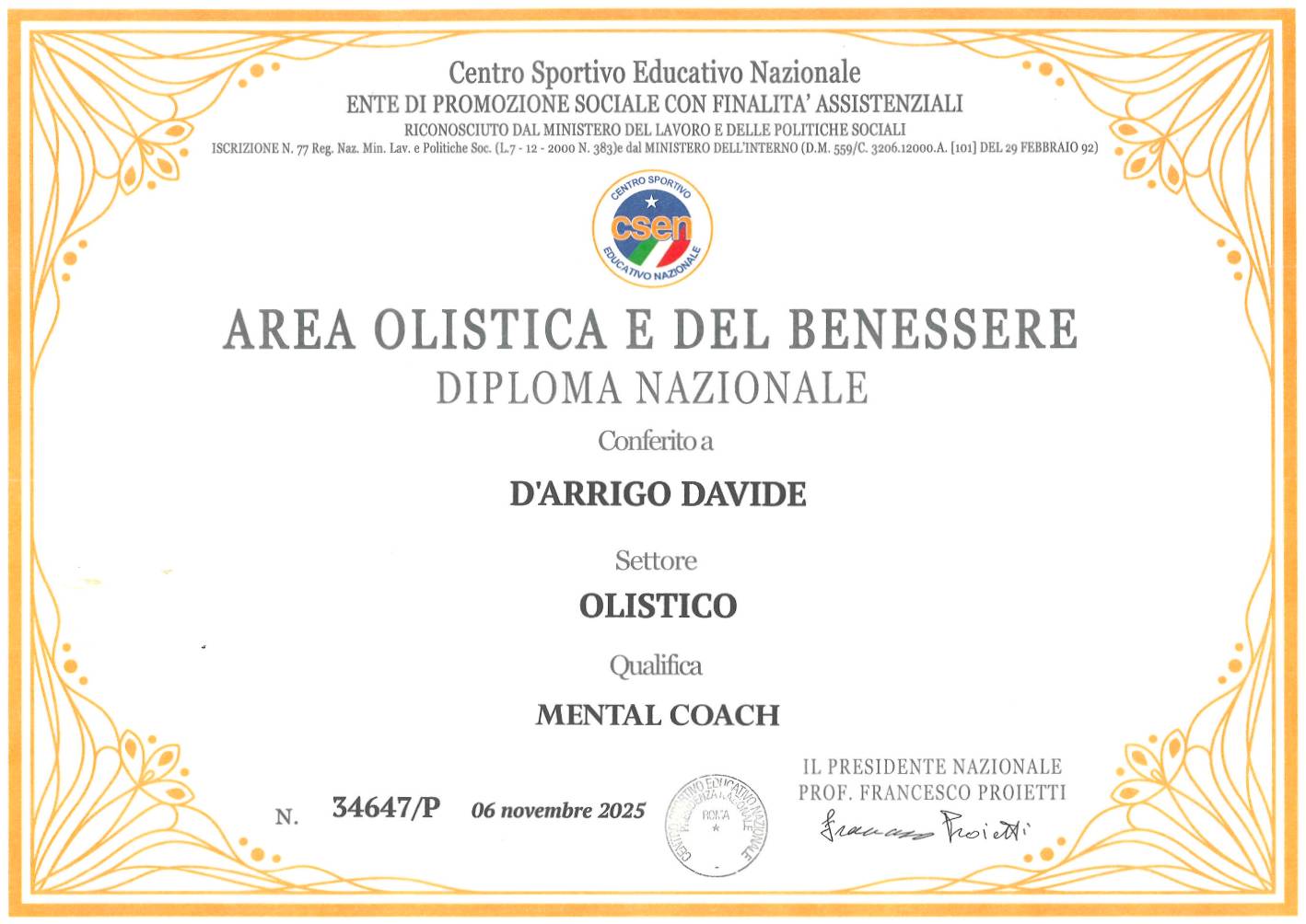 Diploma di certificazione coaching